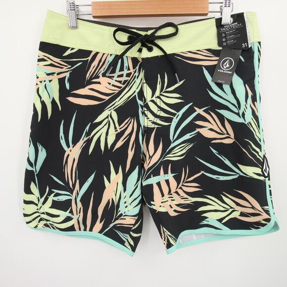 Volcom Swim Trunks Boardshorts Peach Palm Leaf Print 4 Way Stretch Size 31 NWT - Picture 4 of 14